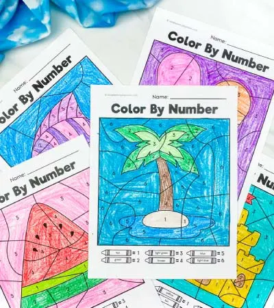 summer color by number printables