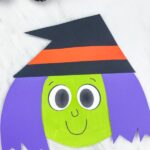 light green and purple haired paper plate witch