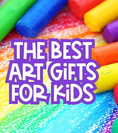 rainbow background with the words the best art gifts for kids in the middle