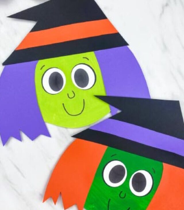 light green and dark green paper plate witch craft