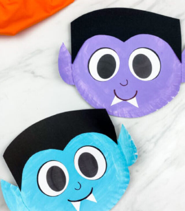 blue and purple vampire paper plate craft