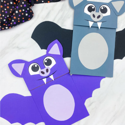 purple and gray paper bag bat crafts