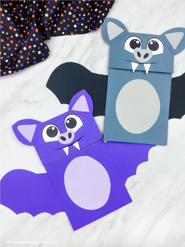 purple and gray paper bag bat crafts