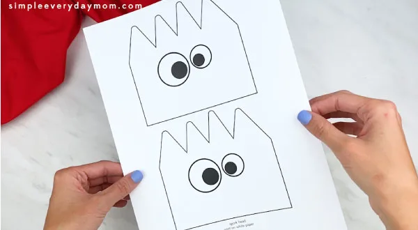 hands holding forky paper bag template