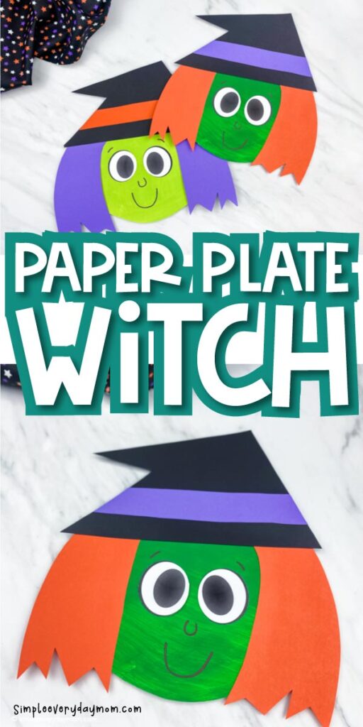 collage of paper plate witch craft images with the words paper plate witch in the middle