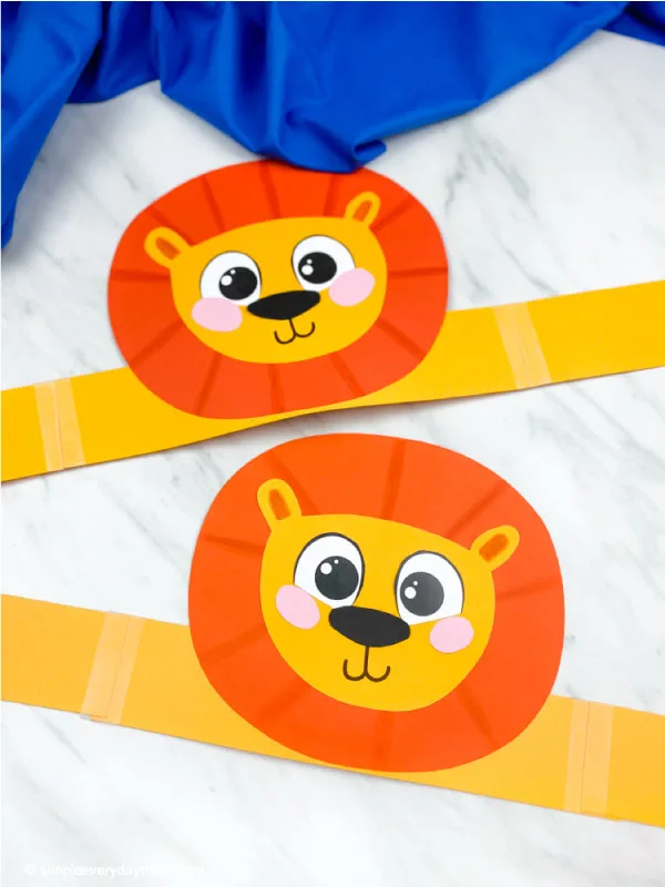 flat paper lion headband crafts