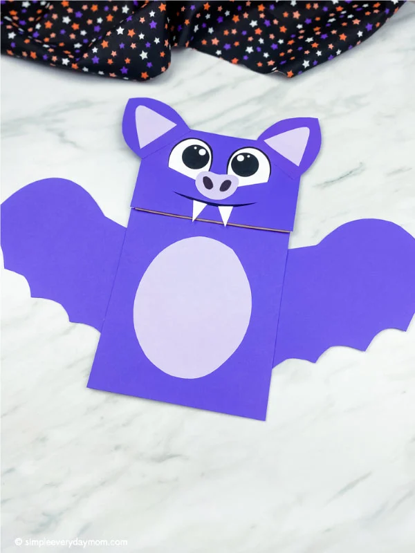 purple paper bag bat craft