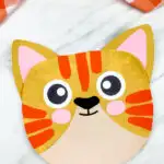 closeup of paper plate cat craft