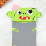 Green zombie paper bag puppet