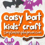 paper bat craft with the words easy bat kids' craft