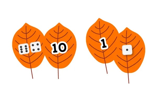 fall leaves number matching activity