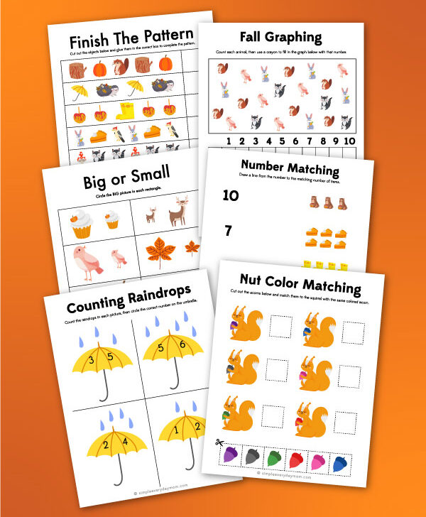 fall preschool printables