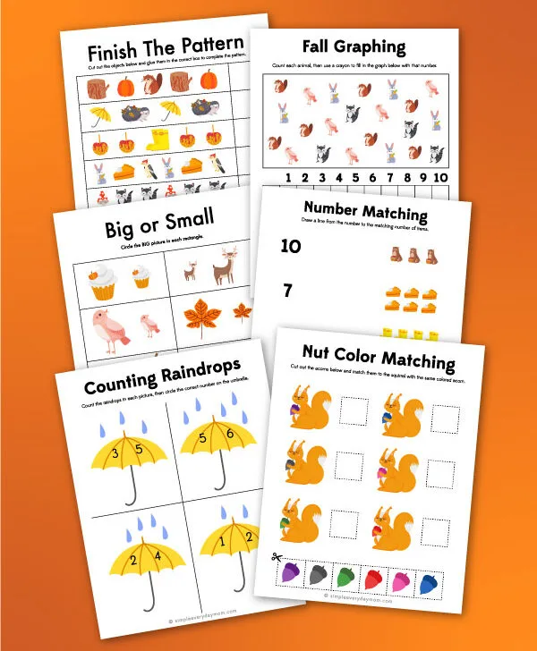 fall preschool printables