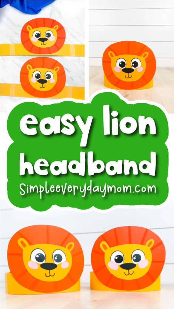 lion craft image collage with the words easy lion headband