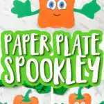 Collage of paper plate spookley crafts with the words Paper plate spookley in the middle