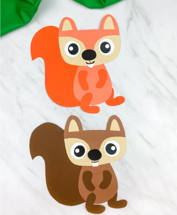 orange and brown paper squirrel craft