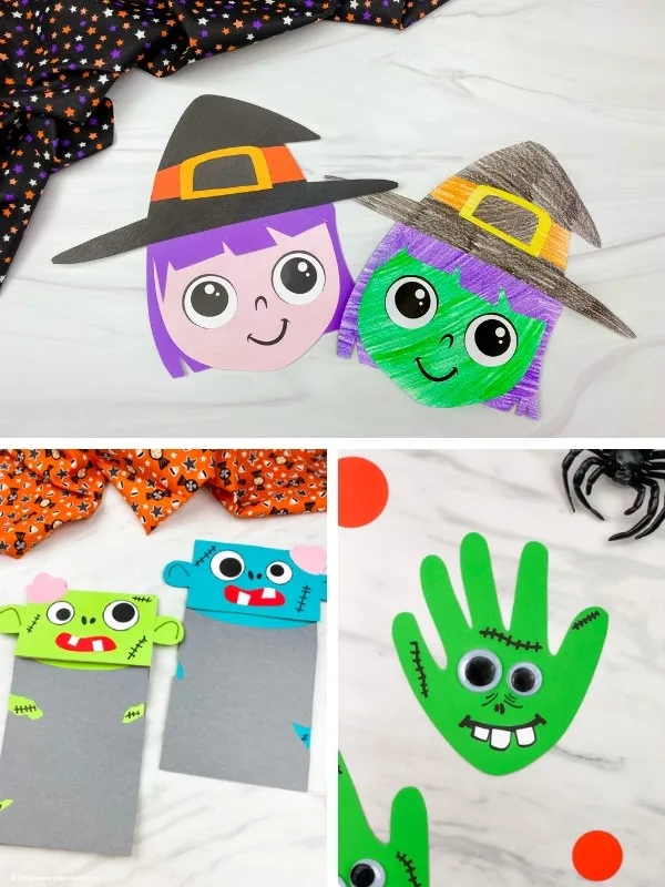 Halloween kids craft image collage