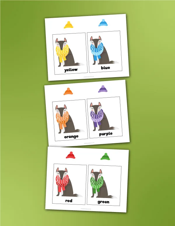 wolf color matching card game for preschool kids