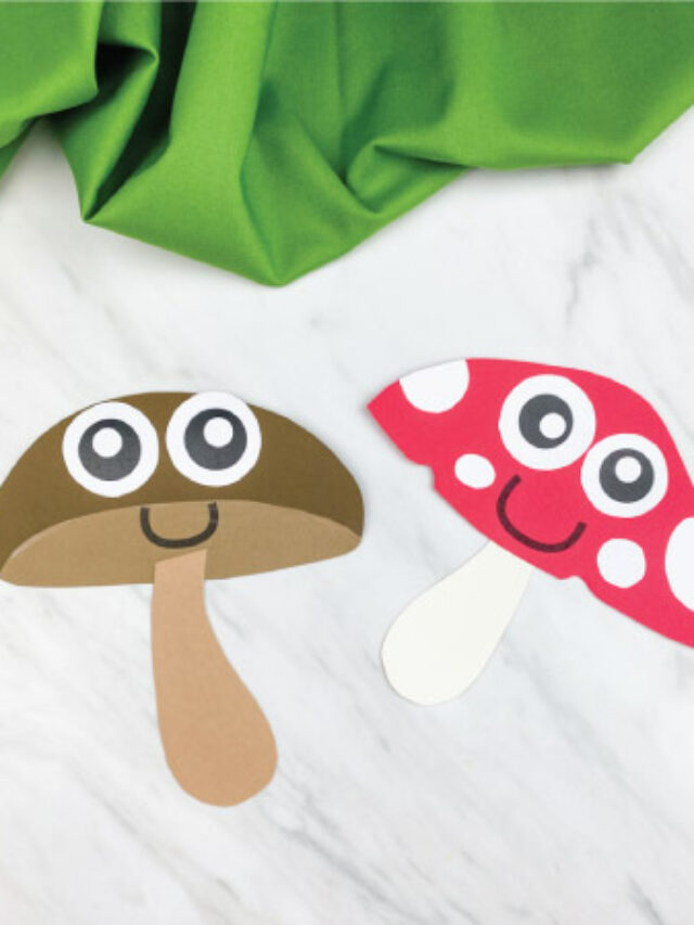 red and brown paper mushroom craft for kids