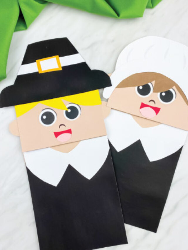 Simple Paper Bag Pilgrim Craft [FREE Template] Story