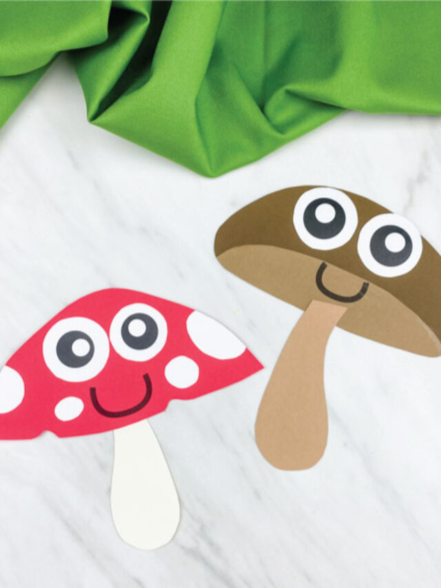 red and brown paper mushroom craft for kids