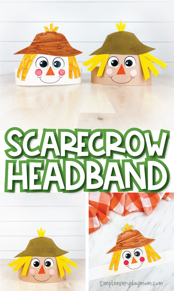 scarecrow headband craft image collage with the words scaercrow headband in the middle