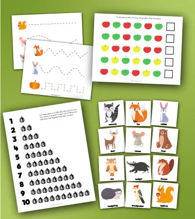 mockup of fall preschool printables