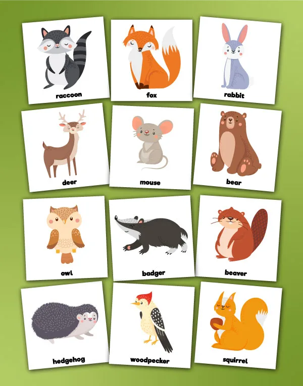woodland animal memory game cards