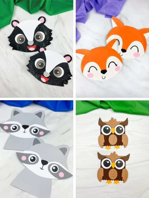 forest animal crafts for kids image collage