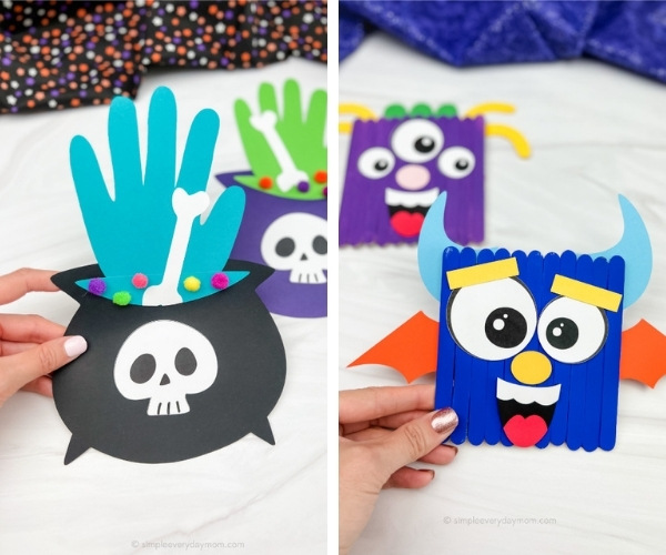 handprint witches brew craft & monster popsicle stick craft image collage