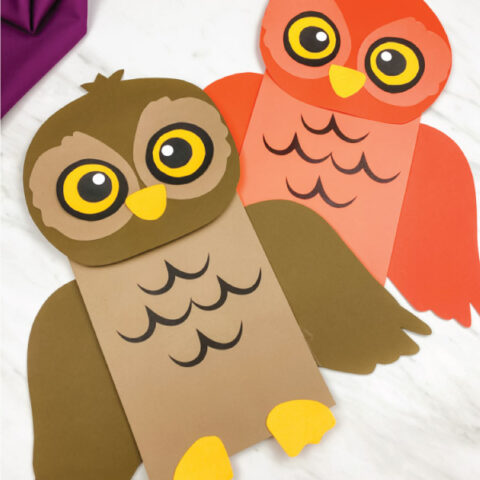 brown and orange paper bag owl craft