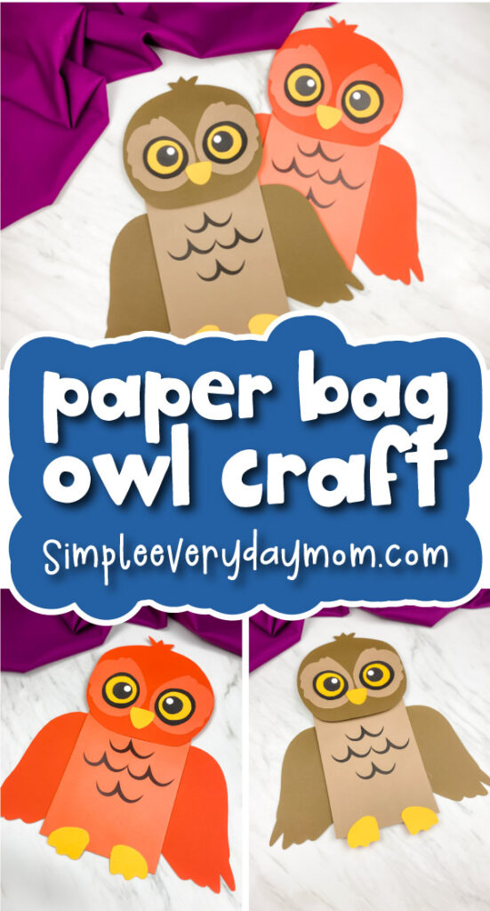 owl puppet craft image collage with the words paper bag owl craft