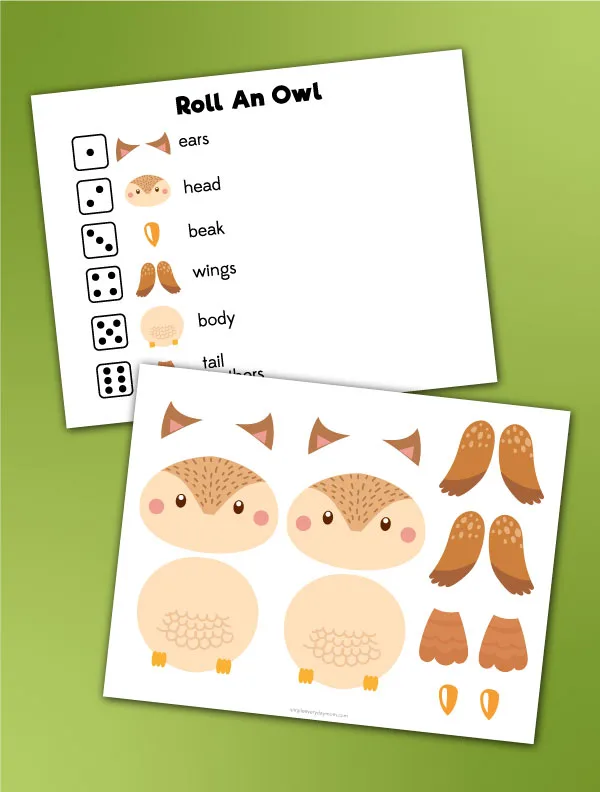 roll an owl printable preschool game