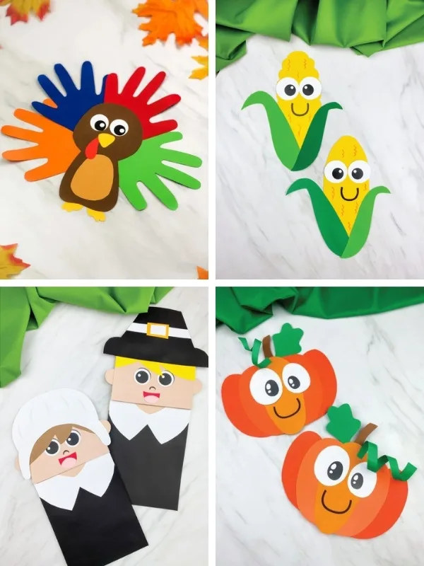 Thanksgiving kids crafts image collage