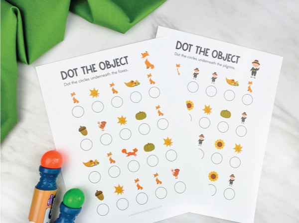 Thanksgiving dot the object printables