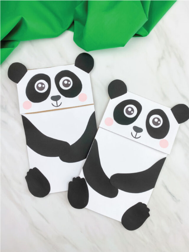 two paper bag panda crafts