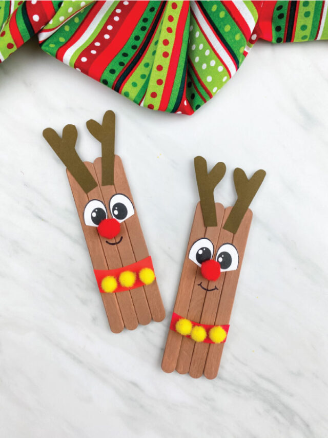 Easy Reindeer Popsicle Stick Craft For Kids [FREE Template] Story
