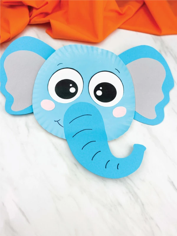 blue paper plate elephant craft