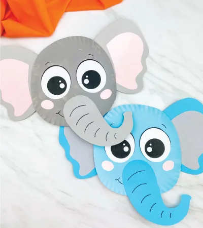 gray and blue paper plate elephant crafts