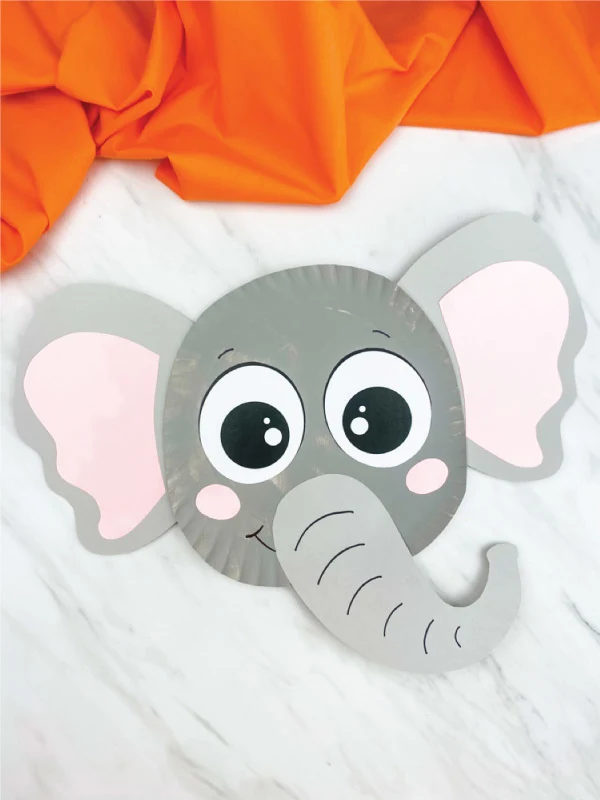 gray paper plate elephant craft
