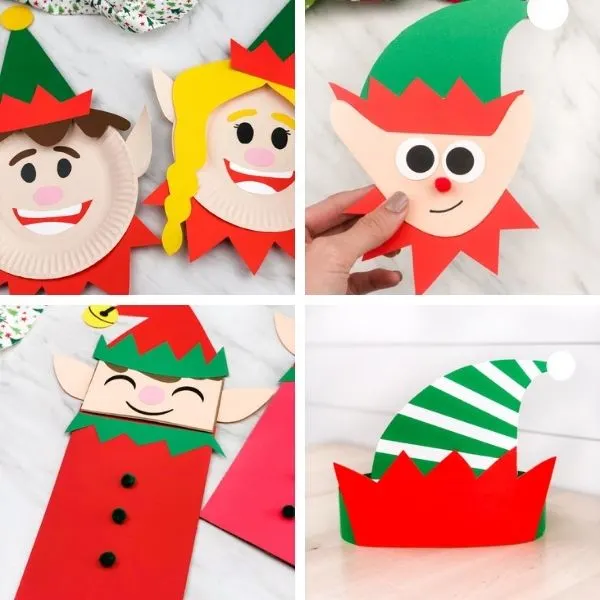elf christmas crafts for kids image collage