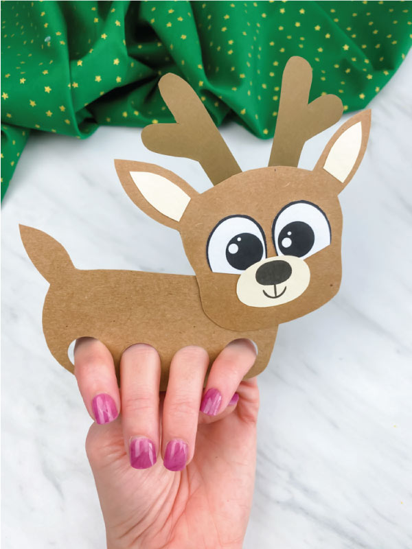 finger puppet reindeer craft with fingers