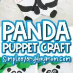 paper bag panda craft image collage with the words panda puppet craft in the middle