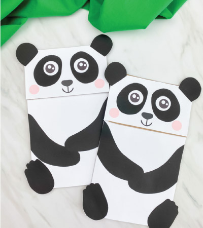 two paper bag panda crafts