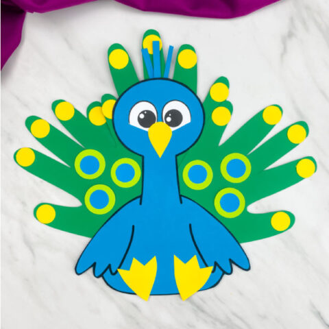 blue handprint peacock craft