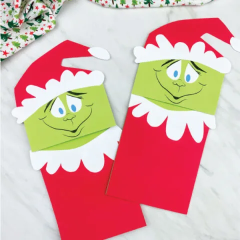 two paper bag grinch crafts