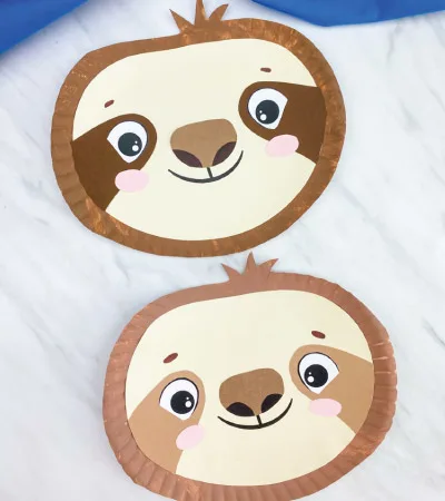 two paper plate sloth crafts