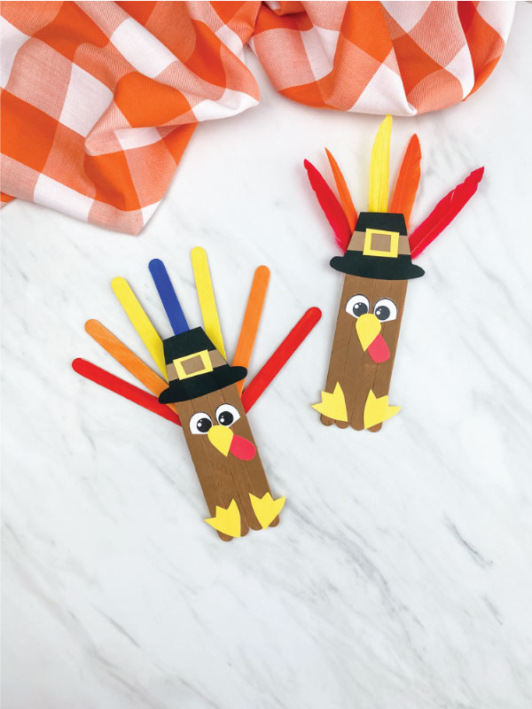 two popsicle stick turkey crafts
