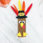 closeup of popsicle stick turkey craft