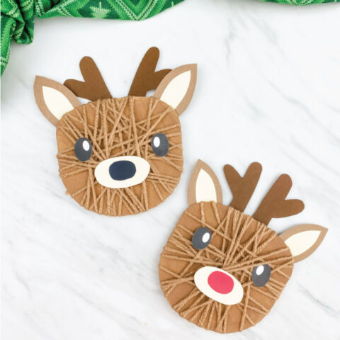 two yarn wrapped reindeer crafts